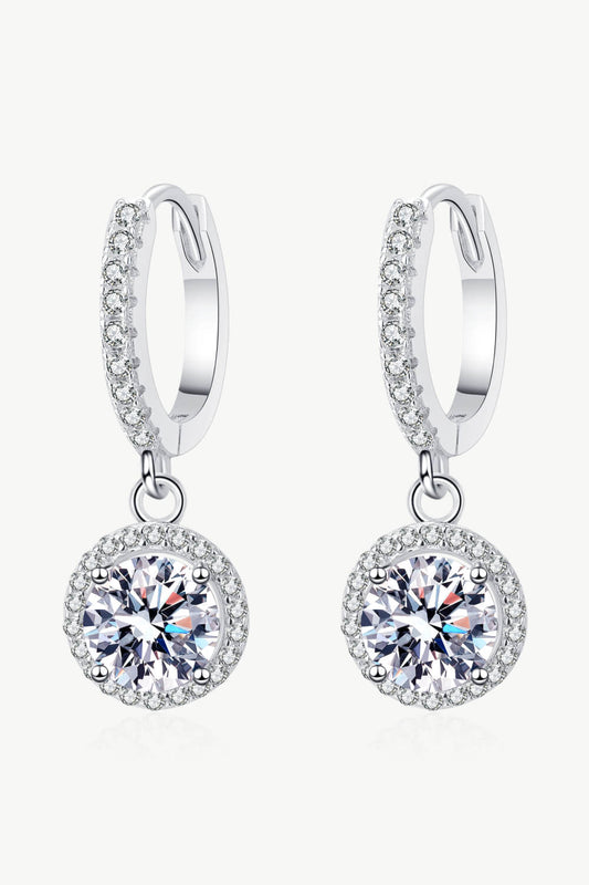 2 Carat Moissanite Round-Shaped Drop Earrings BLUE ZONE PLANET