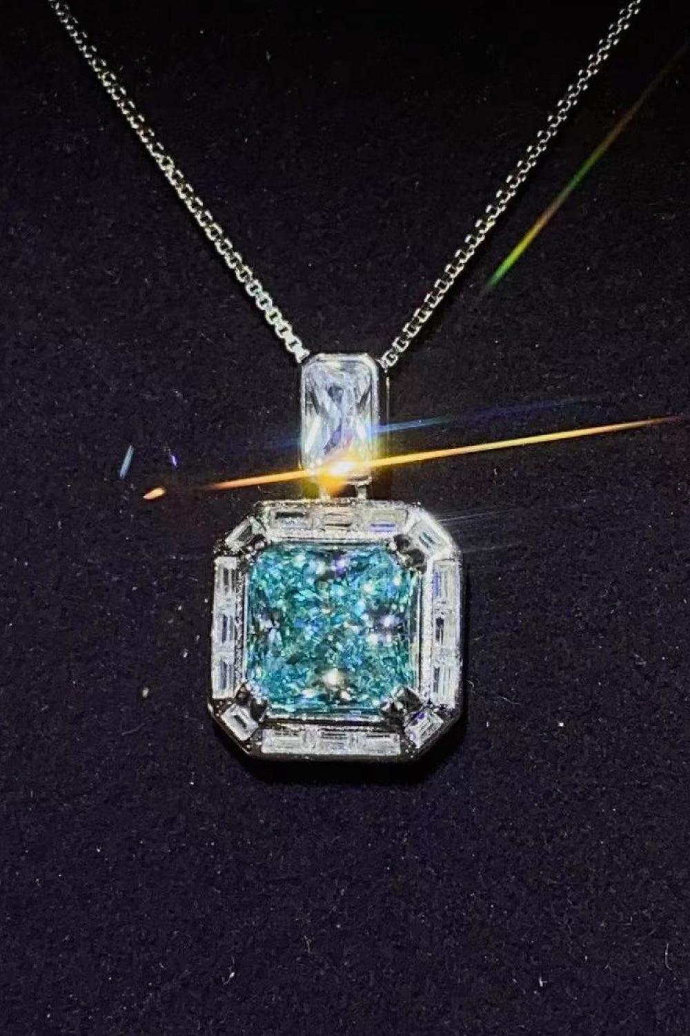 2 Carat Moissanite Square Pendant Necklace BLUE ZONE PLANET