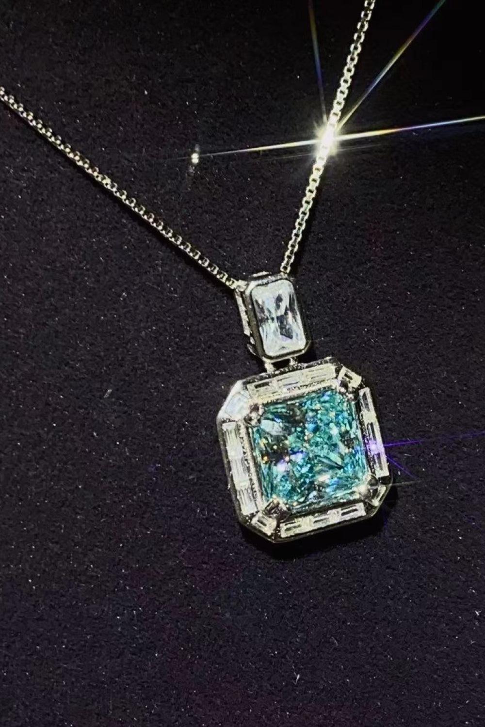 2 Carat Moissanite Square Pendant Necklace BLUE ZONE PLANET