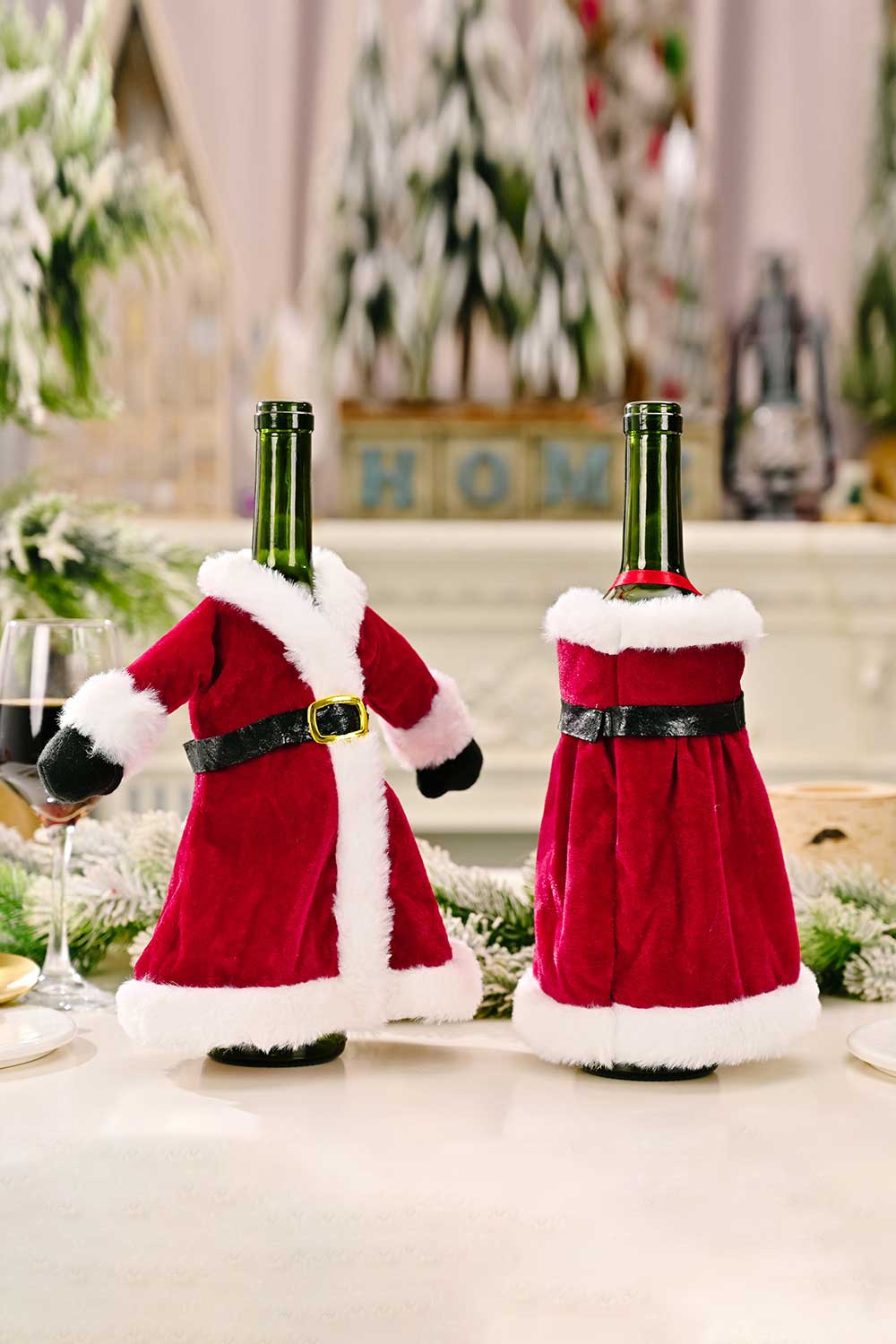 2-Pack Christmas Dress Wine Bottle Covers-[Adult]-[Female]-Christmas Dress-One Size/2 Pack-2022 Online Blue Zone Planet