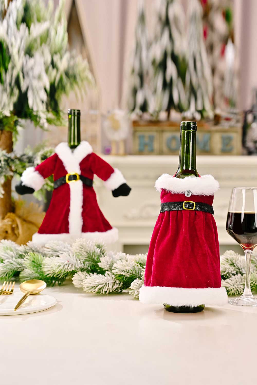 2-Pack Christmas Dress Wine Bottle Covers-[Adult]-[Female]-Christmas Dress-One Size/2 Pack-2022 Online Blue Zone Planet