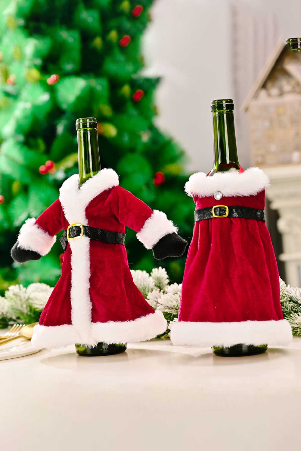 2-Pack Christmas Dress Wine Bottle Covers-[Adult]-[Female]-Christmas Dress-One Size/2 Pack-2022 Online Blue Zone Planet