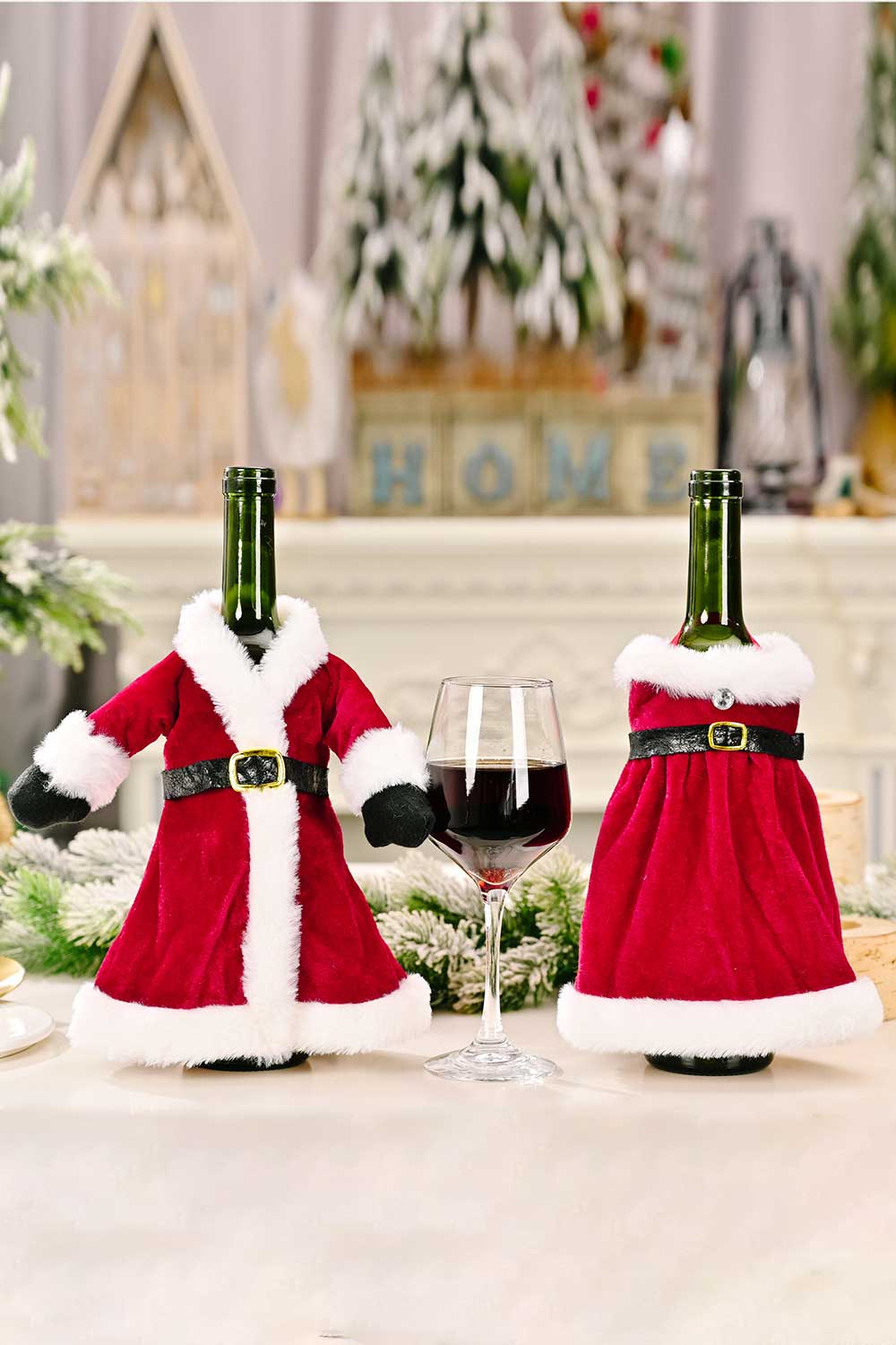 2-Pack Christmas Dress Wine Bottle Covers-[Adult]-[Female]-Christmas Dress-One Size/2 Pack-2022 Online Blue Zone Planet