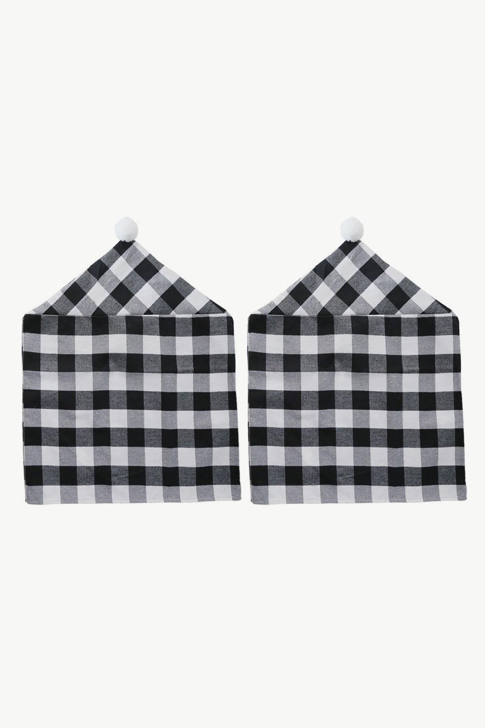 2-Pack Christmas Plaid Chair Covers-TOPS / DRESSES-[Adult]-[Female]-Black-One Size/2 Pack-2022 Online Blue Zone Planet