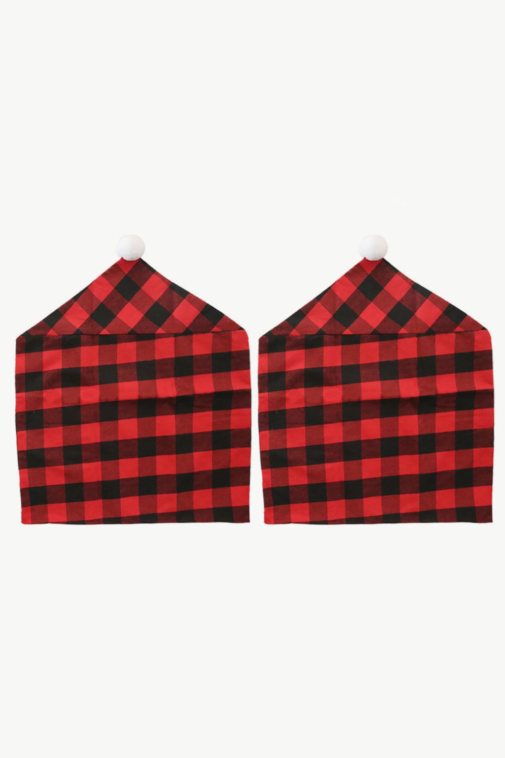 2-Pack Christmas Plaid Chair Covers-TOPS / DRESSES-[Adult]-[Female]-Red-One Size/2 Pack-2022 Online Blue Zone Planet