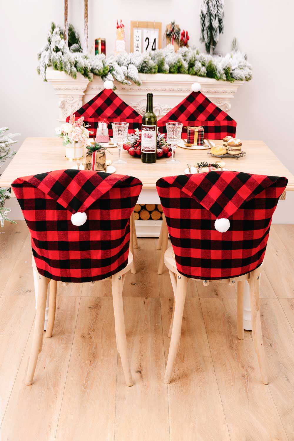 2-Pack Christmas Plaid Chair Covers-TOPS / DRESSES-[Adult]-[Female]-2022 Online Blue Zone Planet