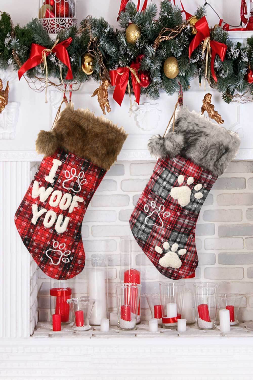 2-Pack Plush Christmas Stockings-TOPS / DRESSES-[Adult]-[Female]-Letter/Claw-One Size/2 Pack-2022 Online Blue Zone Planet