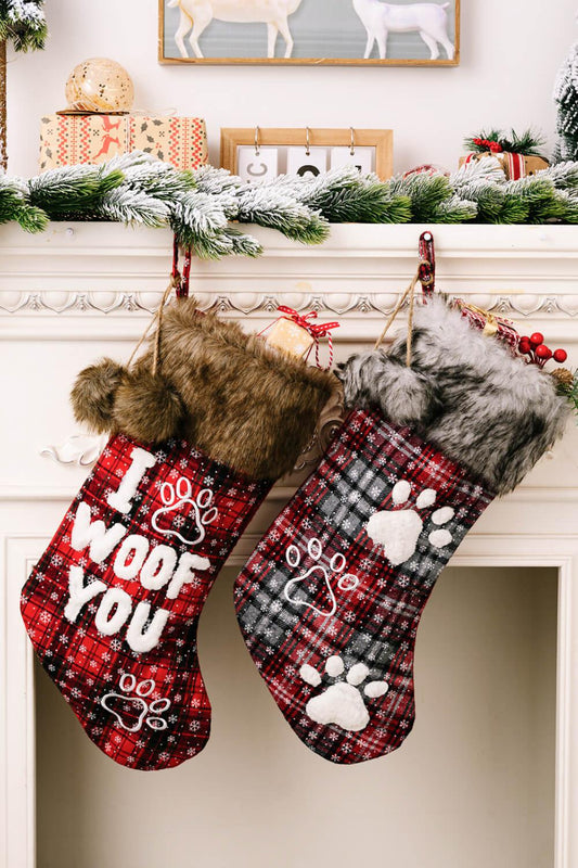 2-Pack Plush Christmas Stockings-TOPS / DRESSES-[Adult]-[Female]-Letter/Claw-One Size/2 Pack-2022 Online Blue Zone Planet