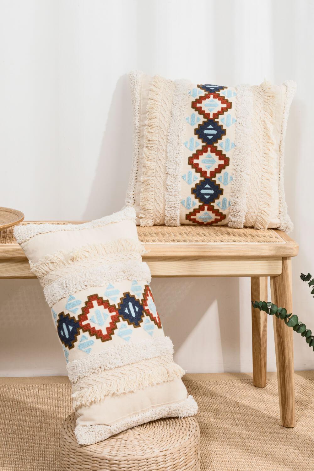 2 Picks Embroidered Fringe Detail Pillow Cover-TOPS / DRESSES-[Adult]-[Female]-Blue Zone Planet