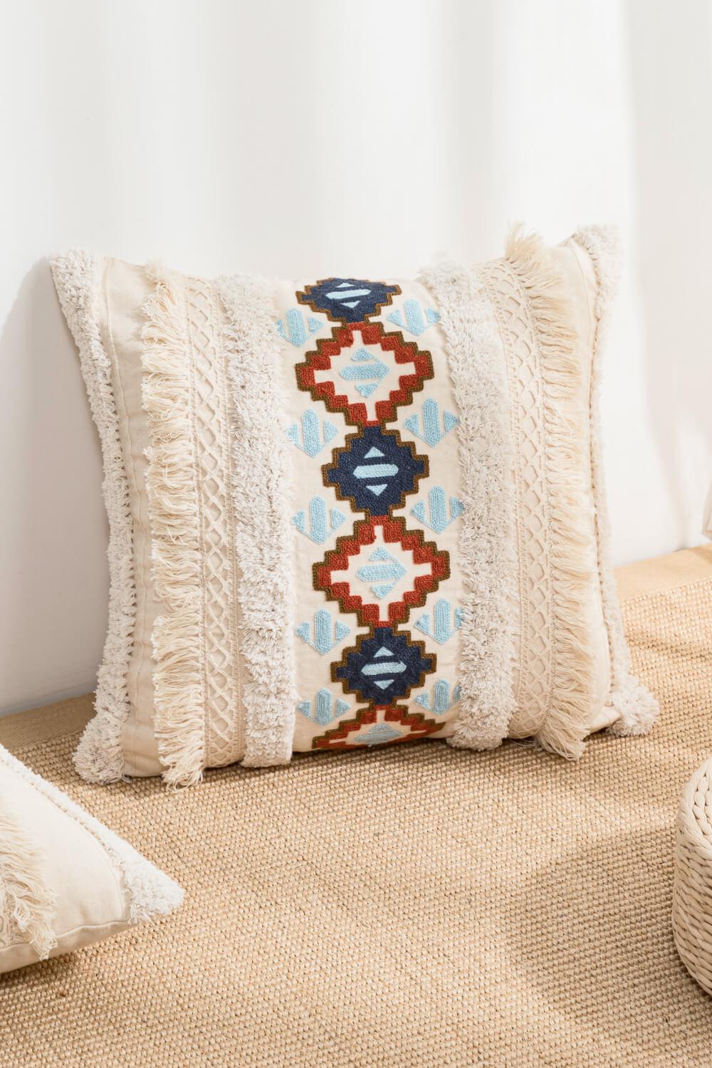 2 Picks Embroidered Fringe Detail Pillow Cover-TOPS / DRESSES-[Adult]-[Female]-Blue Zone Planet
