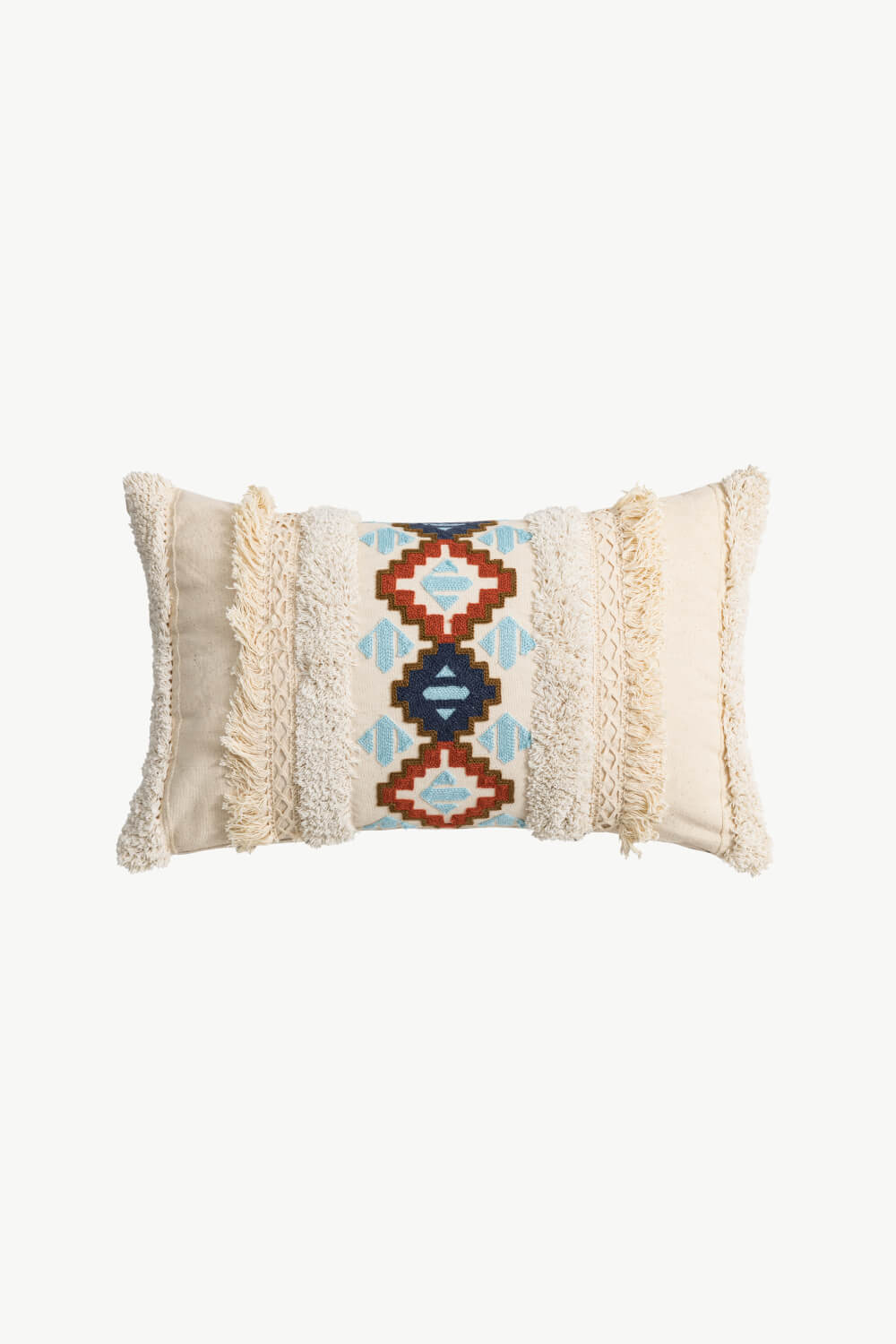 2 Picks Embroidered Fringe Detail Pillow Cover-TOPS / DRESSES-[Adult]-[Female]-Lumbar Pillow-One Size-Blue Zone Planet