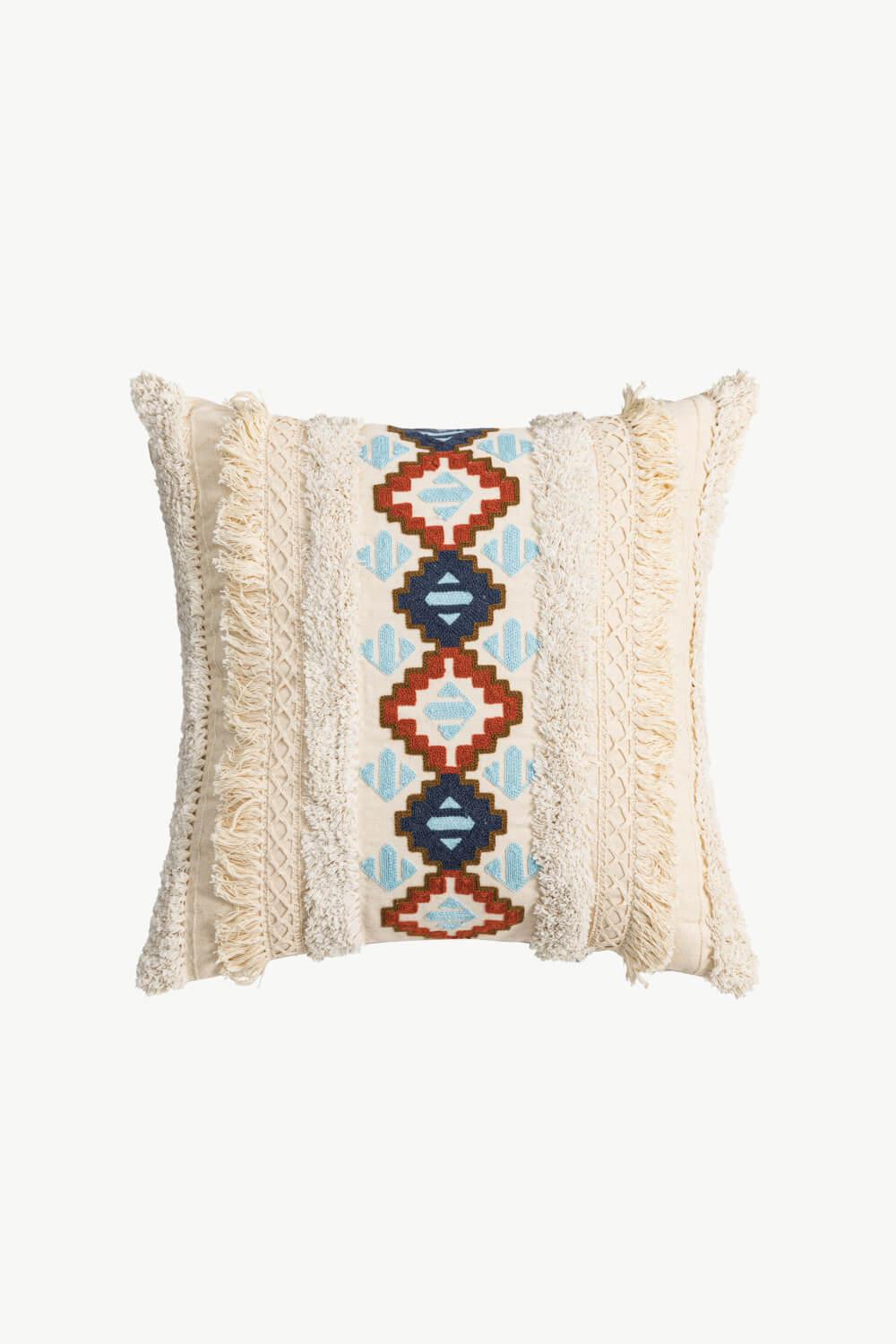 2 Picks Embroidered Fringe Detail Pillow Cover-TOPS / DRESSES-[Adult]-[Female]-Square-One Size-Blue Zone Planet