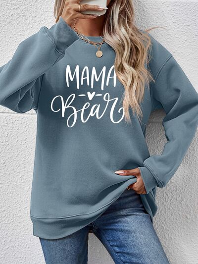 Letter Graphic Round Neck Long Sleeve Sweatshirt-TOPS / DRESSES-[Adult]-[Female]-French Blue-S-2022 Online Blue Zone Planet