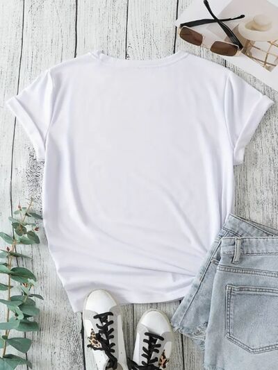 Graphic Round Neck Short Sleeve T-Shirt-TOPS / DRESSES-[Adult]-[Female]-2022 Online Blue Zone Planet