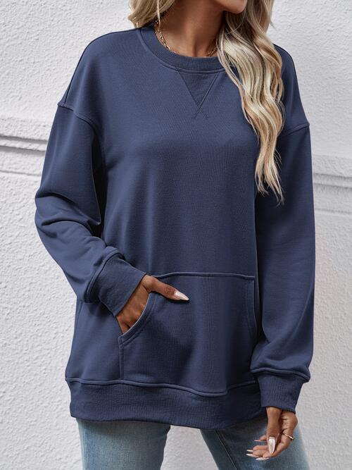 Round Neck Long Sleeve Sweatshirt BLUE ZONE PLANET