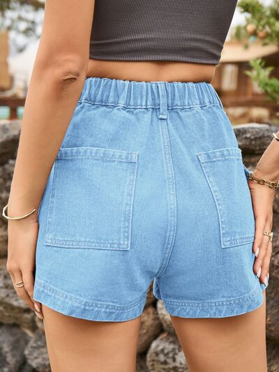 Blue Zone Planet |  High Waist Denim Shorts with Pockets BLUE ZONE PLANET