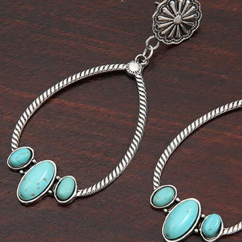 Artificial Turquoise Teardrop Earrings BLUE ZONE PLANET