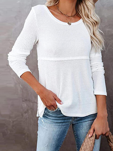 Cutout Round Neck Long Sleeve T-Shirt BLUE ZONE PLANET