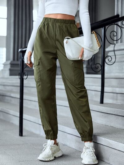 High Waist Joggers with Pockets Trendsi
