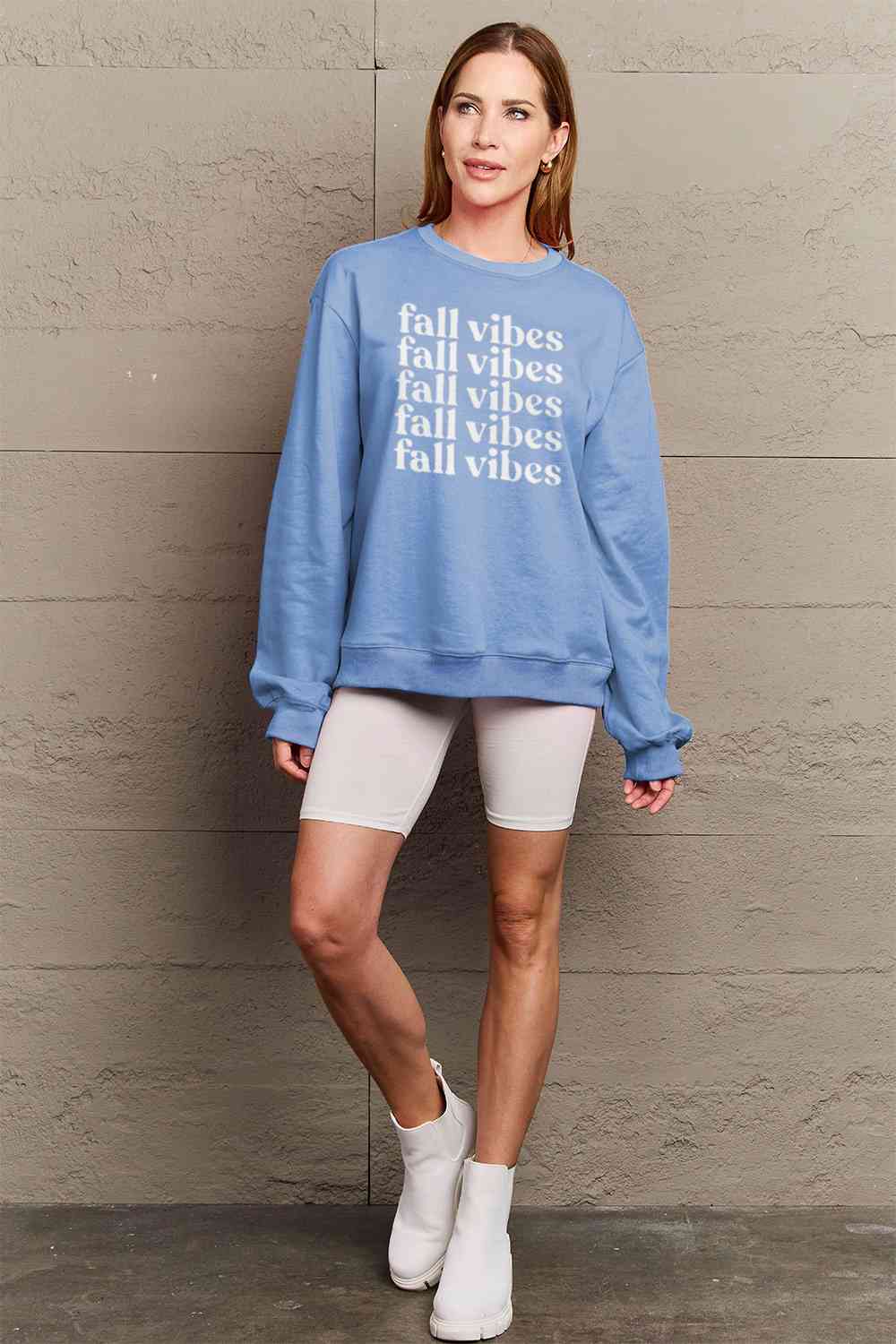 Simply Love Full Size FALL VIBES Graphic Sweatshirt BLUE ZONE PLANET