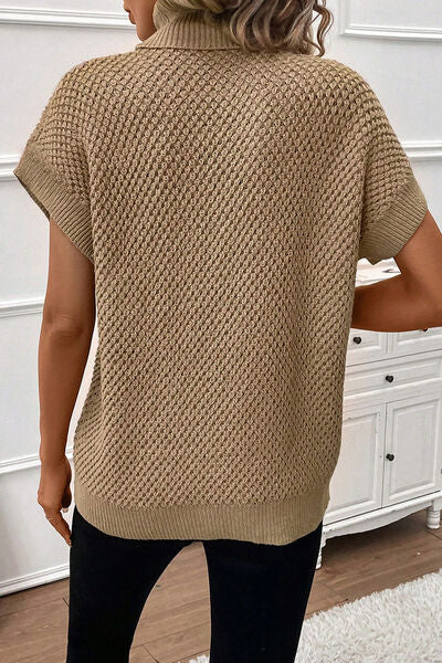 Turtleneck Short Sleeve Sweater Trendsi