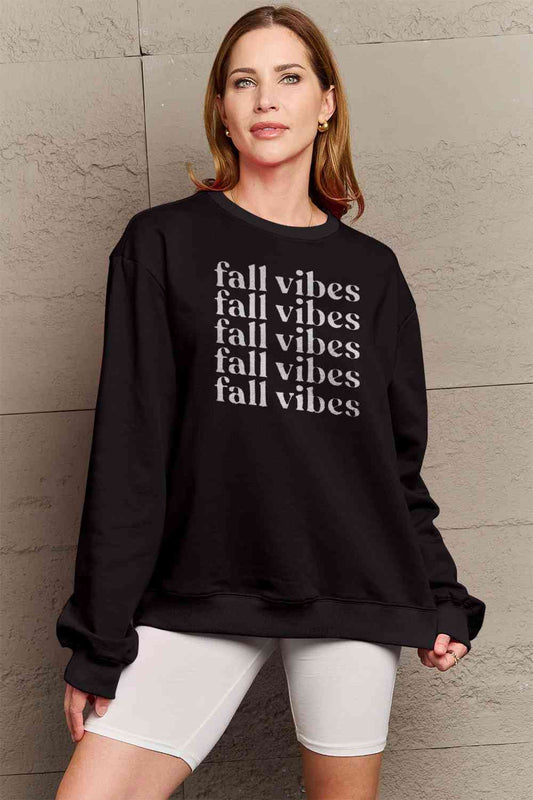 Simply Love Full Size FALL VIBES Graphic Sweatshirt BLUE ZONE PLANET