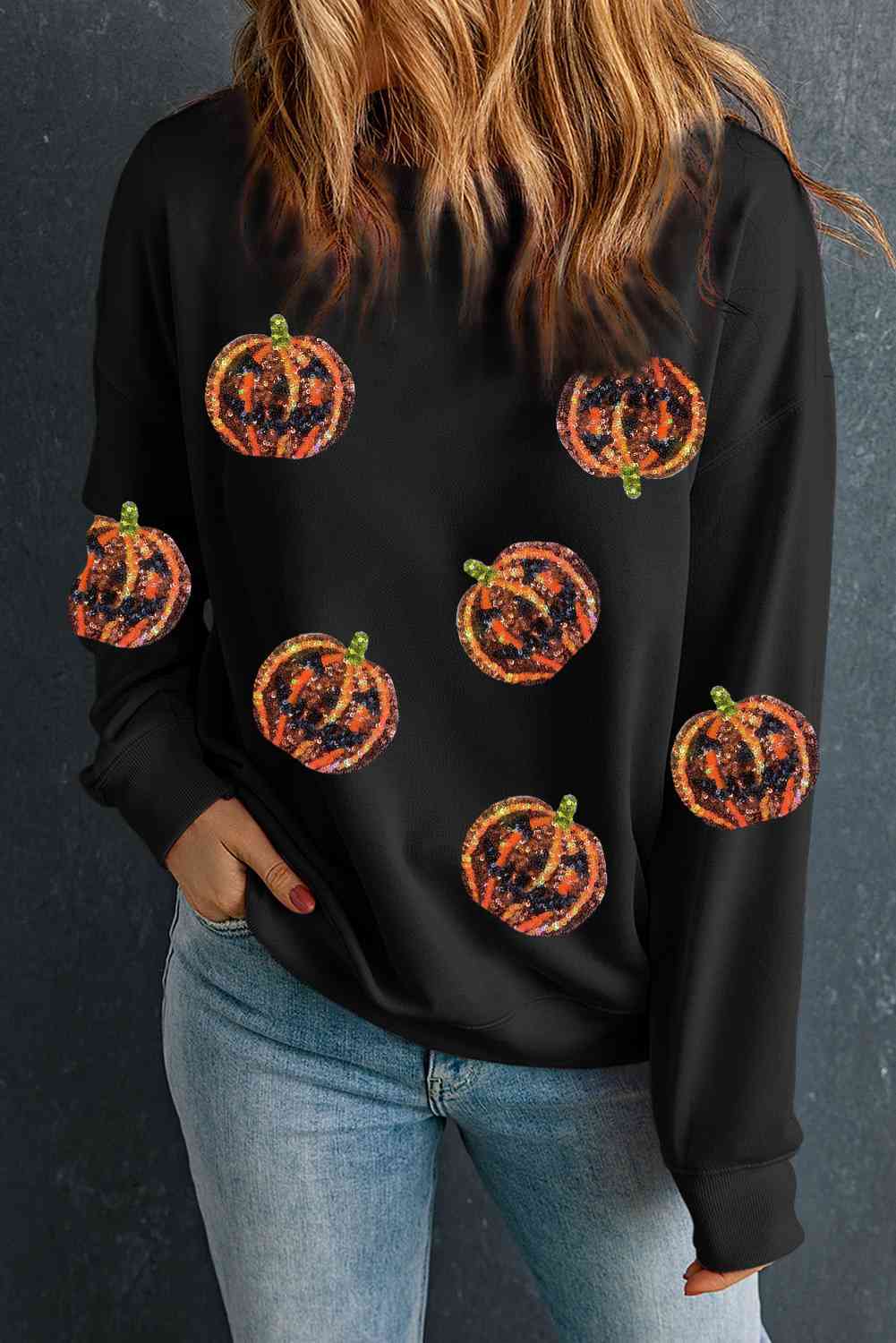 Pumpkin Dropped Shoulder Sweatshirt BLUE ZONE PLANET