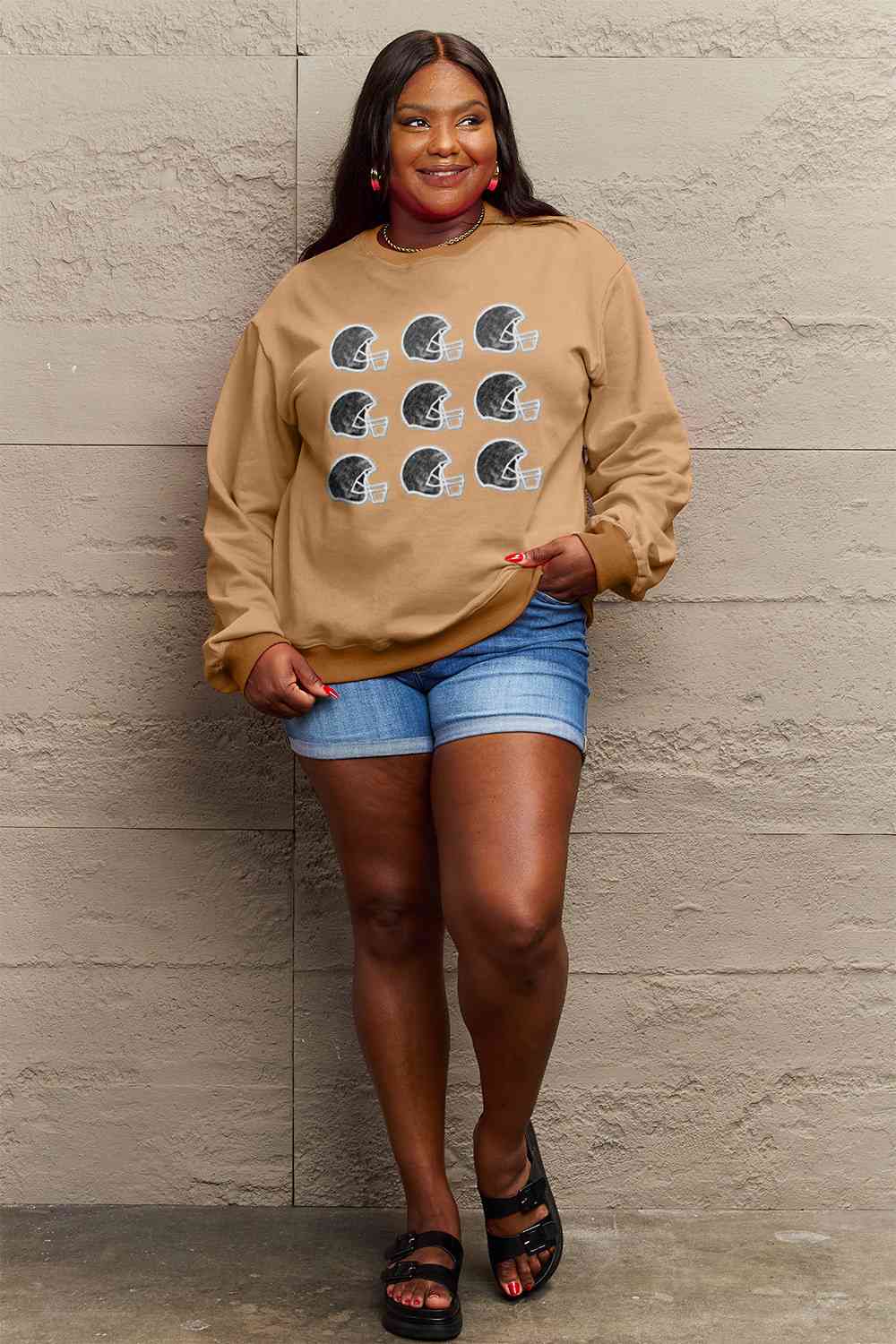 Simply Love Full Size Graphic Round Neck Sweatshirt BLUE ZONE PLANET