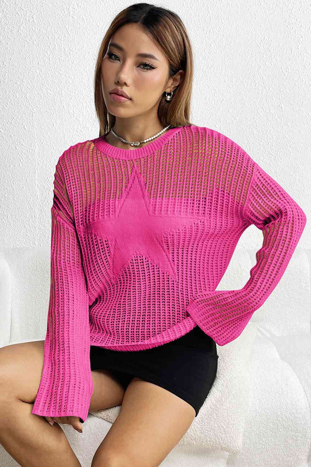 Star Rib-Knit Sweater BLUE ZONE PLANET