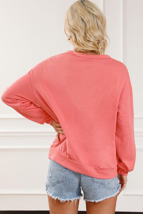 Color Block Round Neck Sweatshirt with Pocket BLUE ZONE PLANET