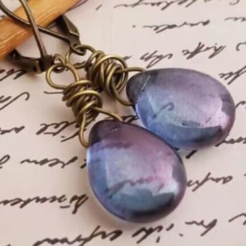 Alloy Gemstone Drop Earrings BLUE ZONE PLANET