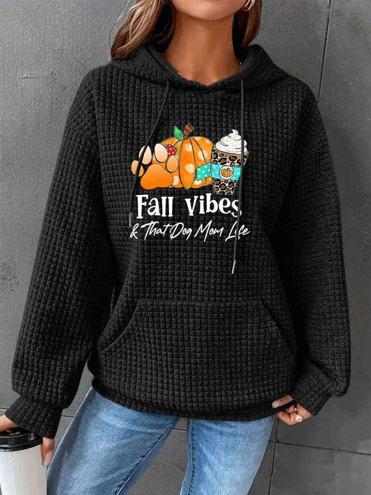 FALL VIBES Graphic Hoodie with Front Pocket BLUE ZONE PLANET