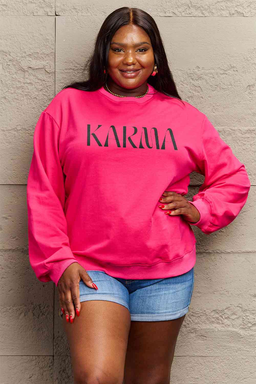 Simply Love Full Size KARMA Graphic Sweatshirt BLUE ZONE PLANET