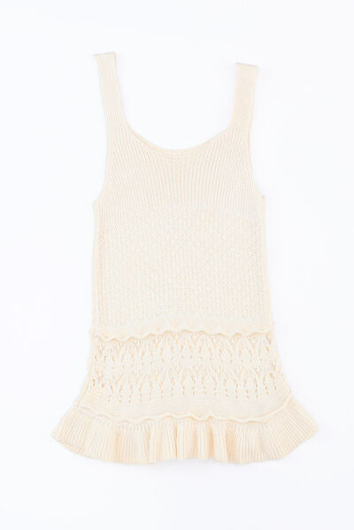 Full Size Ruffled Openwork Wide Strap Tank-TOPS / DRESSES-[Adult]-[Female]-2022 Online Blue Zone Planet