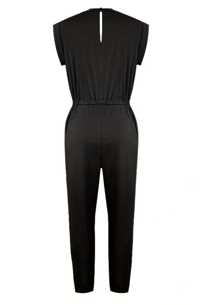 Drawstring Round Neck Sleeveless Jumpsuit Trendsi