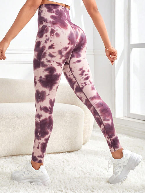 Tie-Dye Wide Waistband Active Leggings BLUE ZONE PLANET