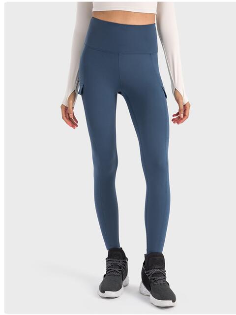 Wide Waistband Sports Leggings BLUE ZONE PLANET