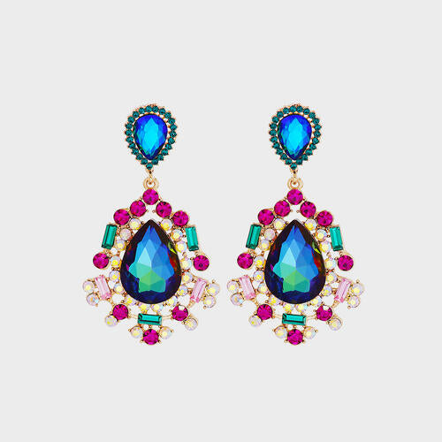 Teardrop Shape Rhinestone Alloy Dangle Earrings BLUE ZONE PLANET