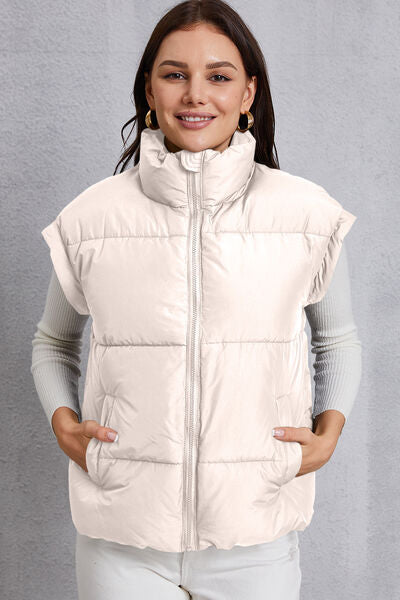 Zip Up Turtleneck Pocketed Vest Coat-TOPS / DRESSES-[Adult]-[Female]-2022 Online Blue Zone Planet