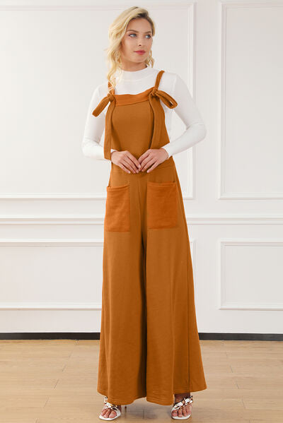 Pocketed Square Neck Wide Strap Jumpsuit Trendsi