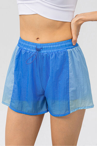 Blue Zone Planet |  Color Block Drawstring Active Shorts BLUE ZONE PLANET