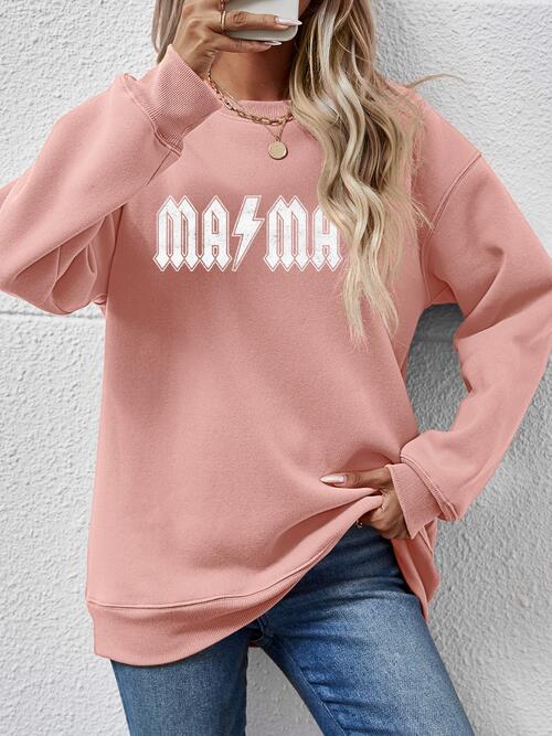 Letter Graphic Dropped Shoulder Sweatshirt BLUE ZONE PLANET