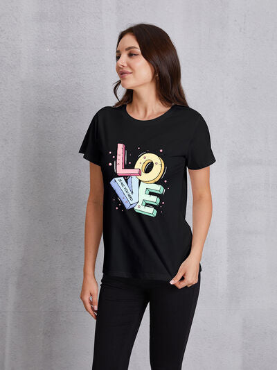 Blue Zone Planet |  LOVE IS ALL YOU NEED Round Neck T-Shirt BLUE ZONE PLANET