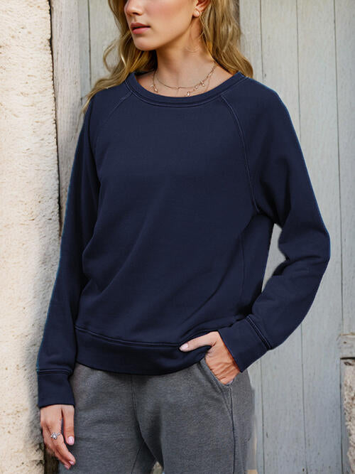 Round Neck Long Sleeve Sweatshirt BLUE ZONE PLANET