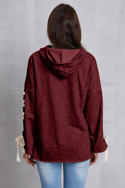 Tied Dropped Shoulder Hoodie Trendsi