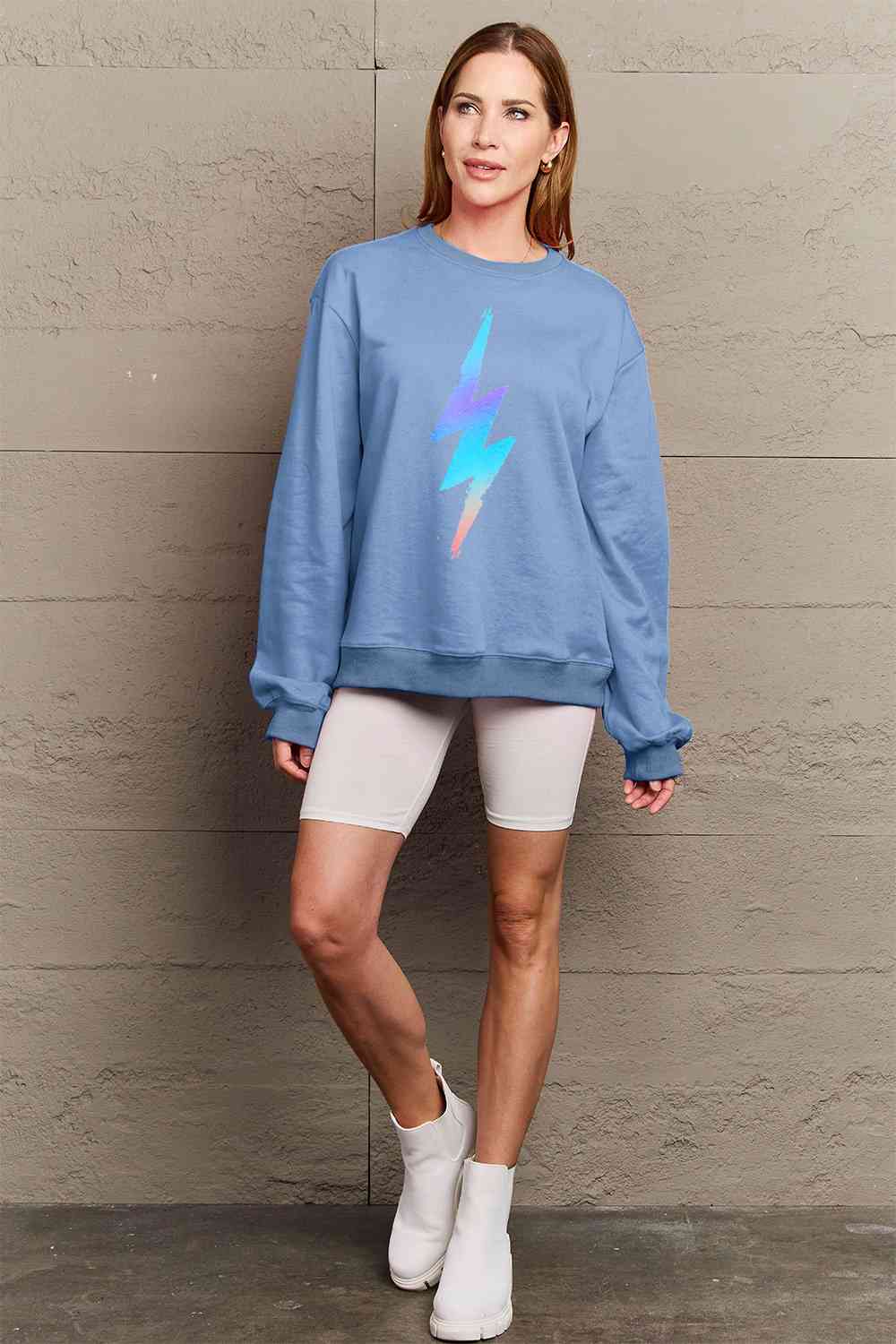 Simply Love Full Size Graphic Round Neck Sweatshirt BLUE ZONE PLANET