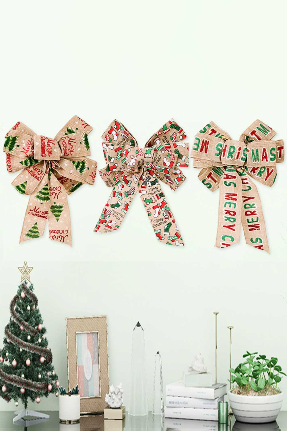 3-Pack Christmas Bow Ornaments-TOPS / DRESSES-[Adult]-[Female]-Socks/Christmas Tree/Letter-One Size/3 Pack-2022 Online Blue Zone Planet