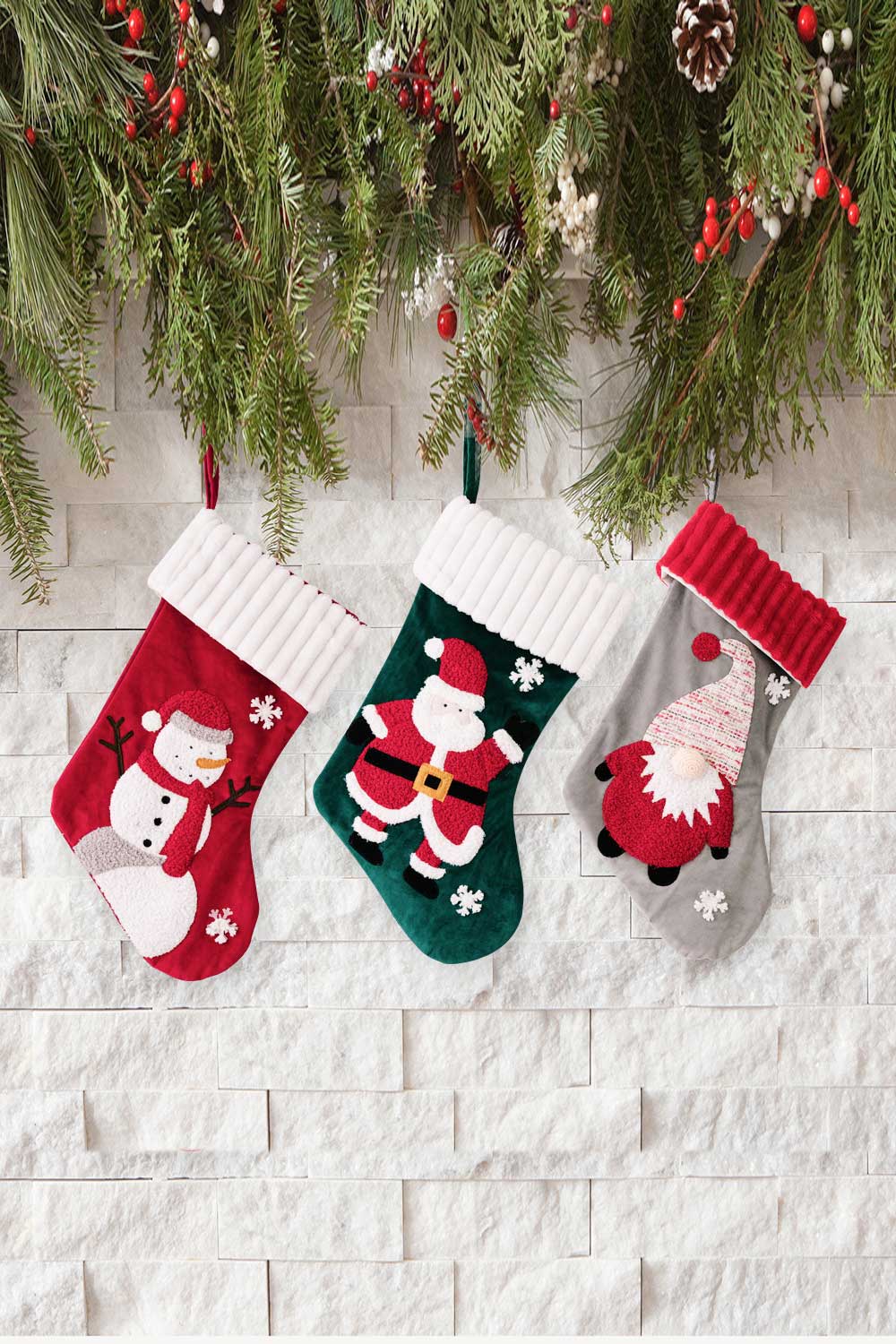 3-Pack Christmas Stocking Ornaments-TOPS / DRESSES-[Adult]-[Female]-Santa/Sonwman/Gnome-One Size/3 Pack-2022 Online Blue Zone Planet