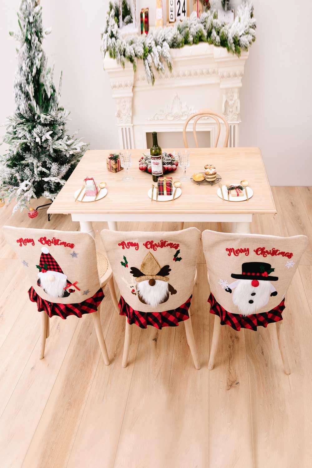 3-Pack Plaid Christmas Gnome Chair Covers-TOPS / DRESSES-[Adult]-[Female]-Black/Red/Brown-One Size/3 Pack-2022 Online Blue Zone Planet