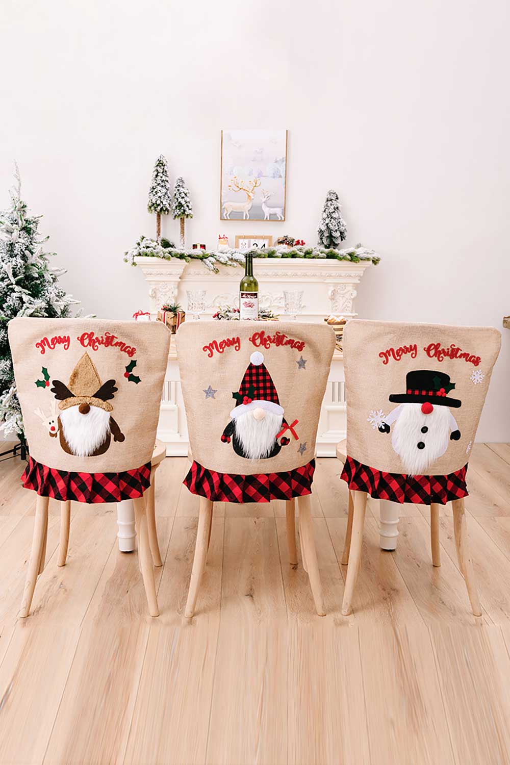 3-Pack Plaid Christmas Gnome Chair Covers-TOPS / DRESSES-[Adult]-[Female]-Black/Red/Brown-One Size/3 Pack-2022 Online Blue Zone Planet